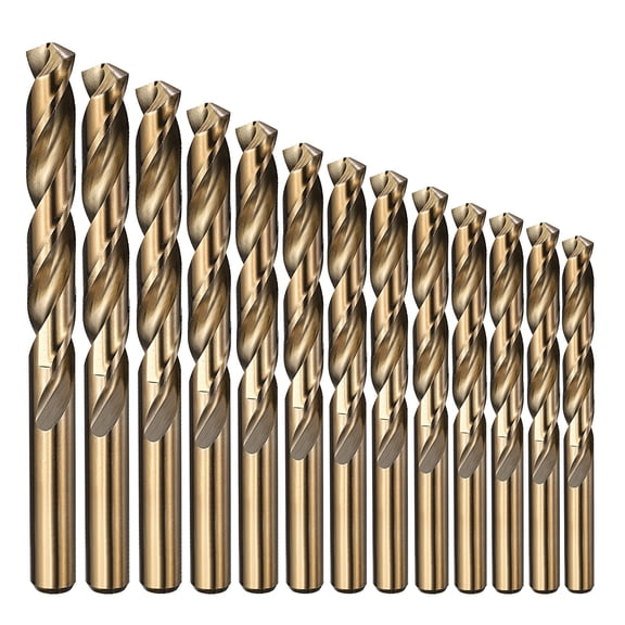 1mm-13mm Drill Bit Set, Jobber Straight Shank Bits Kit M2 High-Speed Steel for Metal Steel Wood 135 Degree Split Point Gold Finish - 13 Pack