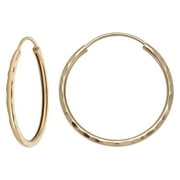MAZZERI 1mm, 14k Diamond Cut Gold Hoop Earrings, 1-mm, Hypoallergenic, Round Endless Closure Hoops for Pierced Ears (16mm)