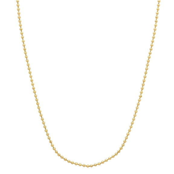 1mm 14k Yellow Gold Plated Ball Ball Chain Necklace, 20 inches + Gift Box