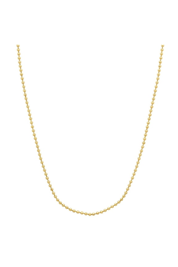 1mm 14k Yellow Gold Plated Ball Ball Chain Necklace, 20 inches + Gift Box