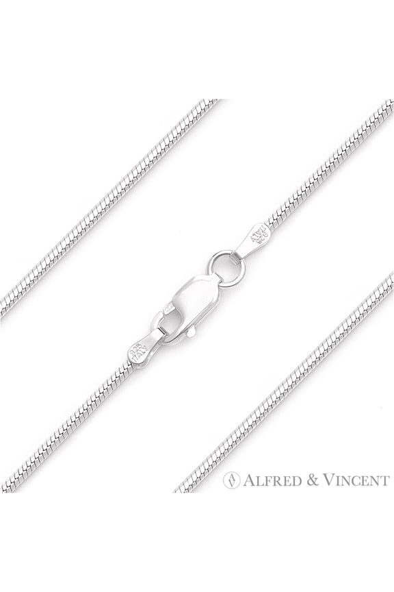 1mm 8-Sided Ocatagon Snake Link Chain Necklace in .925 Sterling Silver