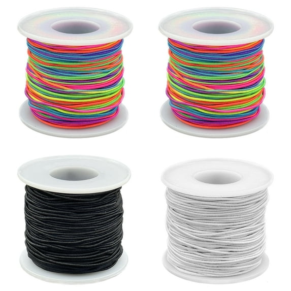 Elastic String for Bracelets, 4 Rolls 1mm Stretchy Bracelet String, Beading String for DIY Jewelry Crafts