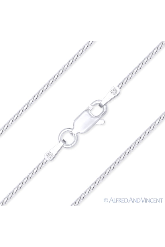 1mm Classic Snake Link Italian Chain Bracelet in .925 Sterling Silver