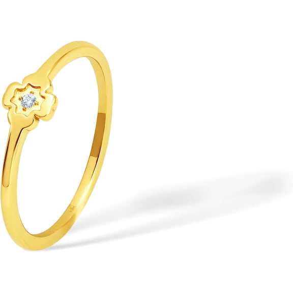 1mm Clover Rings for Women Men, 18k Gold Plated Titanium Cubic Zirconia Minimalist Fashion Dainty Ring