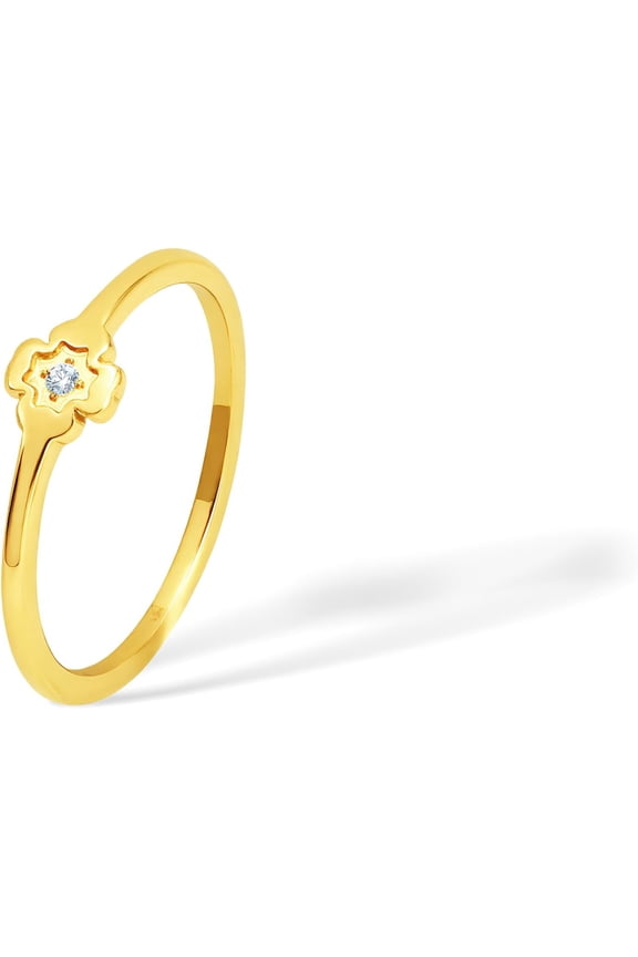 1mm Clover Rings for Women Men, 18k Gold Plated Titanium Cubic Zirconia Minimalist Fashion Dainty Ring