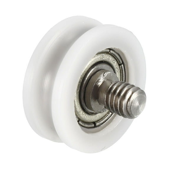 1mm Deep Metal V Groove Threaded Rod Track Guide Bearing Pulley Wheel White , 15x6mm 2pcs