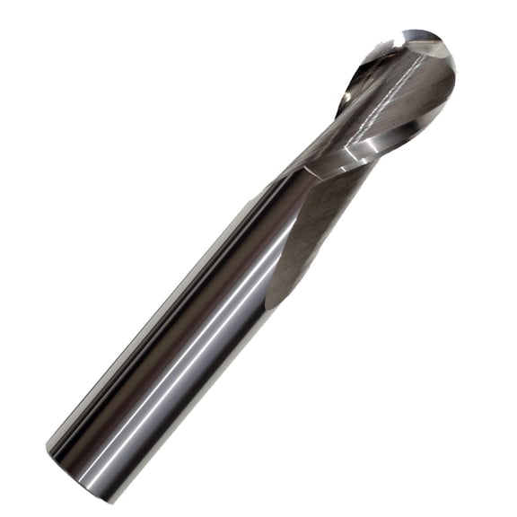 1mm Diameter 2 Flute Single Ball Bright Carbide End Mill, 4mm Length of Cut, 39mm Overall Length