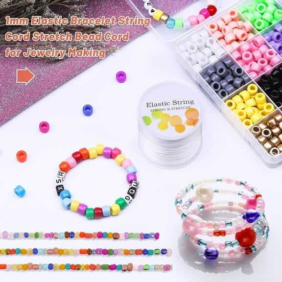 1mm Elastic Bracelet String Cord Stretch Bead Cord for Jewelry Making and Bracelet Making White