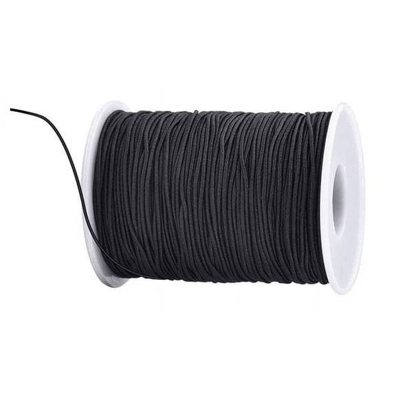 1mm Elastic Cord Stretchy String for Bracelets, Necklaces, Jewelry Making, Beading, Masks; 109 Yards Black