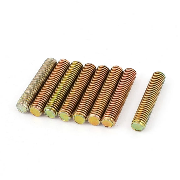 1mm Pitch M6 x 30mm Metal Male Threaded Rod Bar Bronze Tone 8 Pcs