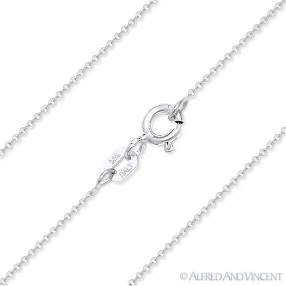 1mm Round Rolo Cable Link Italian Chain Necklace in .925 Sterling Silver