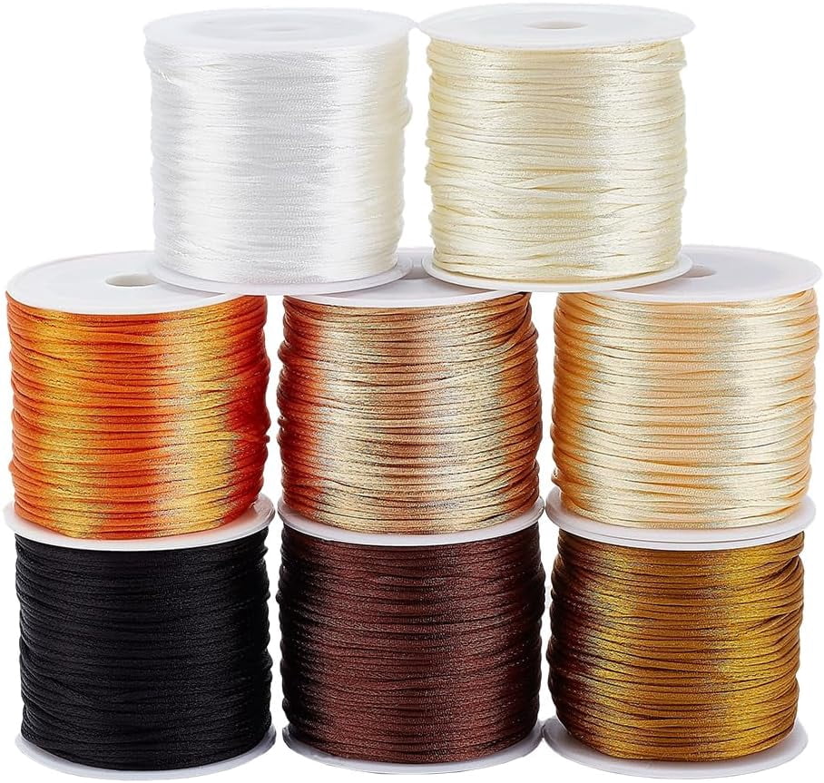 Cordoncino Raso Nylon 1mm – 25 Colori Misti – 523 Metri – Per Macramè, Kumihimo, Gioielli Fai Da Te