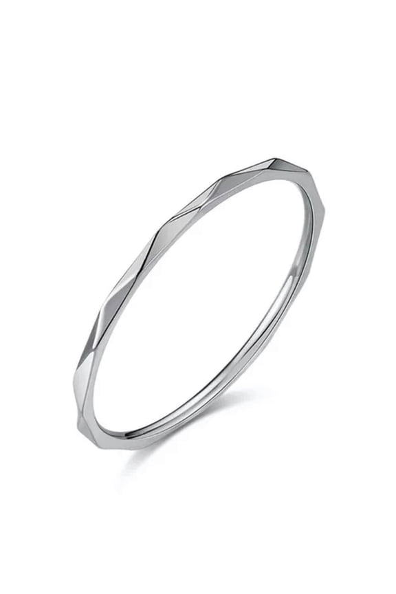 1mm Simple Silver/Gold/Rose Gold Band Women's Stainless Steel Tail Ring Size 5-9