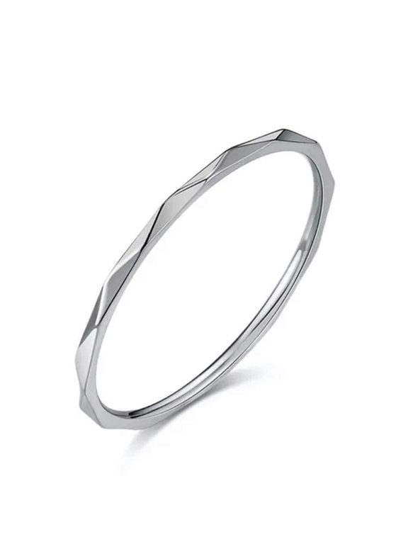 1mm Simple Silver/Gold/Rose Gold Band Women's Stainless Steel Tail Ring Size 5-9