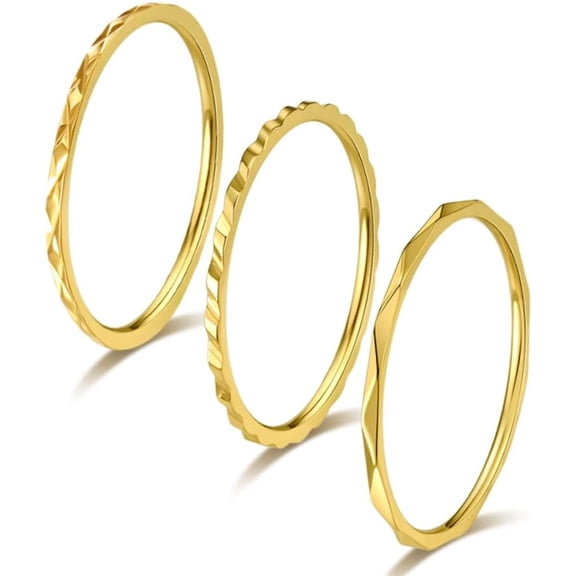 1mm Single Ring 3-Piece Set – Stacked Titanium Steel Rings for Women – Minimalist & Elegant Combination