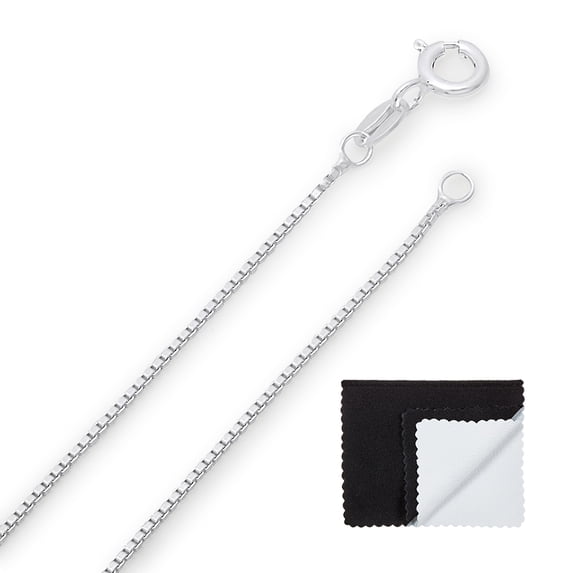 1mm Solid .925 Sterling Silver Square Box Choker Chain Necklace, 14.5 inches
