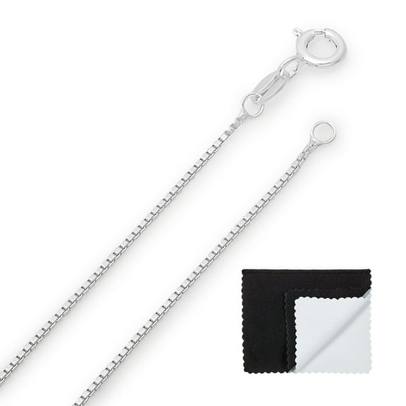 1mm Solid .925 Sterling Silver Square Box Choker Chain Necklace, 14 inches