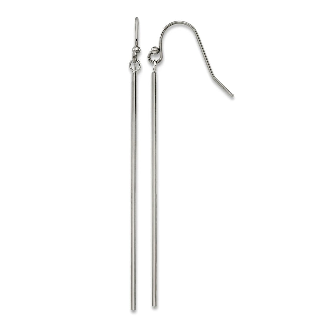 1mm Stainless Steel Polished Bar Dangle Shepherd Hook Earrings 58x1mm Wide Dangle Earring for Women