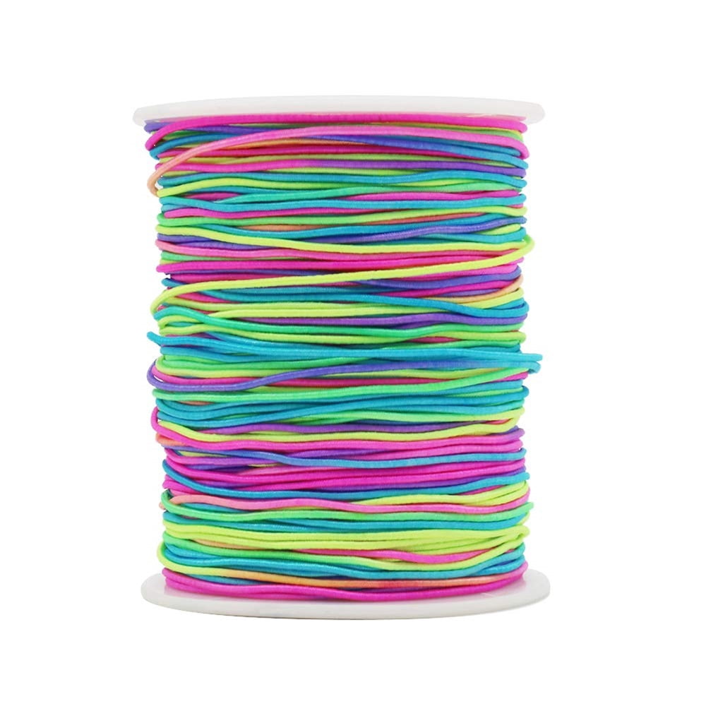 1mm Stretchy Bracelet String, Sturdy Rainbow Elastic String Elastic Cord for Jewelry Making, Necklaces, Beading and Crafts，3pcs，（Colourful）