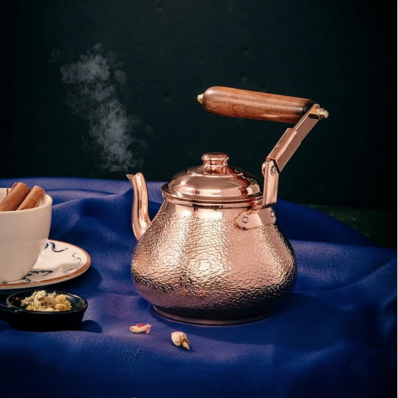 1mm Thick Solid Copper Teapot, Tea Lovers' Personal Tea Kettle, Stovetop Copper Tea Pot, Food Safe Tin Lined, 0.9 Qt - 3 Cups, Handmade in Turkey (Copper)