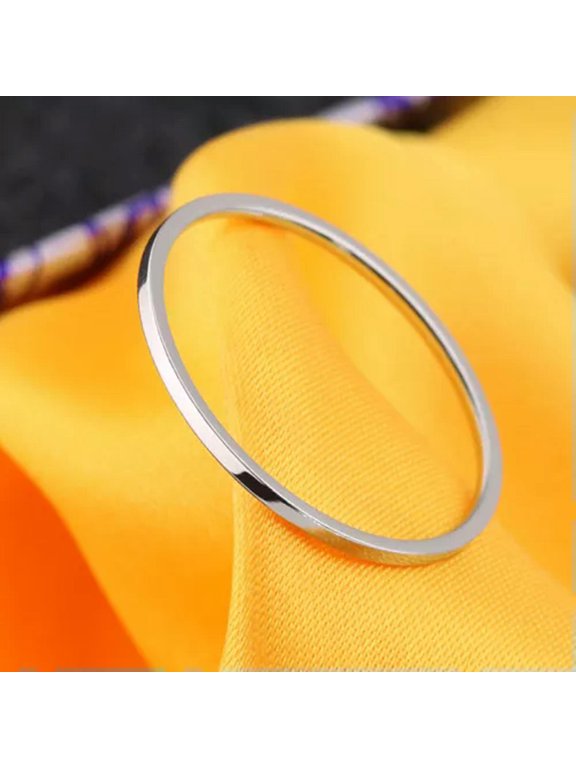 1mm Titanium Steel Band Men Womens Silver/Gold/Rose Gold/Black Tail Ring Sz 4-11
