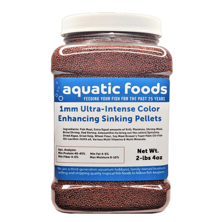 1mm Ultra-Intense Red Color Enhancing Sinking Pellets for Shrimp, Snails, Crayfish, Catfish, All Bottom Fish, Small Discus, Cichlids Community Fish, All Tropical and Pond Fish …2-lb 4oz Med Jar