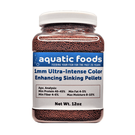 1mm Ultra-Intense Red Color Enhancing Sinking Pellets for Shrimp, Snails, Crayfish, Catfish, All Bottom Fish, Small Discus, Cichlids Community Fish, All Tropical and Pond Fish…12oz Small Jar
