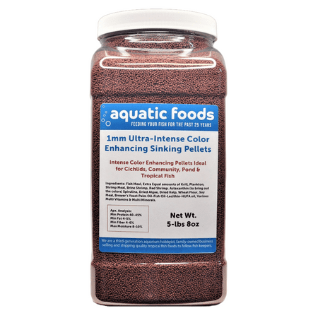 1mm Ultra-Intense Red Color Enhancing Sinking Pellets for Shrimp, Snails, Crayfish, Catfish, All Bottom Fish, Small Discus, Cichlids Community Fish, All Tropical and Pond Fish…5-lb 8oz Lg Jar