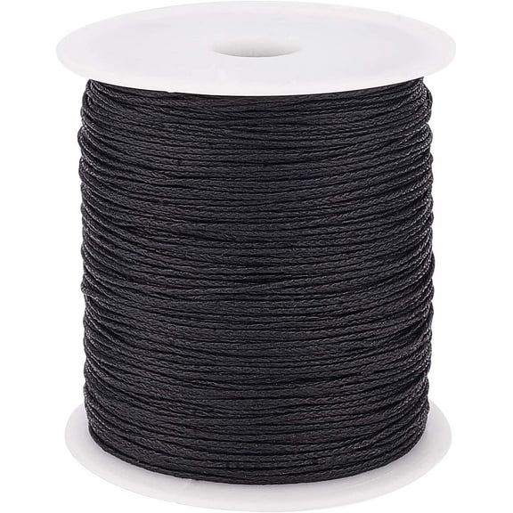 1mm Waxed Cord 200 Yards Waxed Cotton Cord Black Waxed Thread Beading String Waxed Craft String for Bracelet Necklace Jewelry Waist Beads Making Crafting Beading Macrame