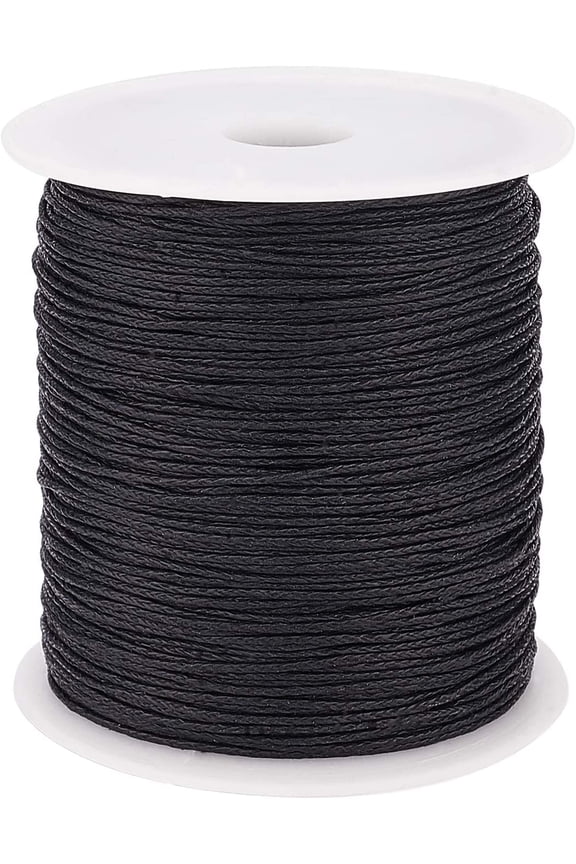 1mm Waxed Cord 200 Yards Waxed Cotton Cord Black Waxed Thread Beading String Waxed Craft String for Bracelet Necklace Jewelry Waist Beads Making Crafting Beading Macrame Waxed Cotton Cord