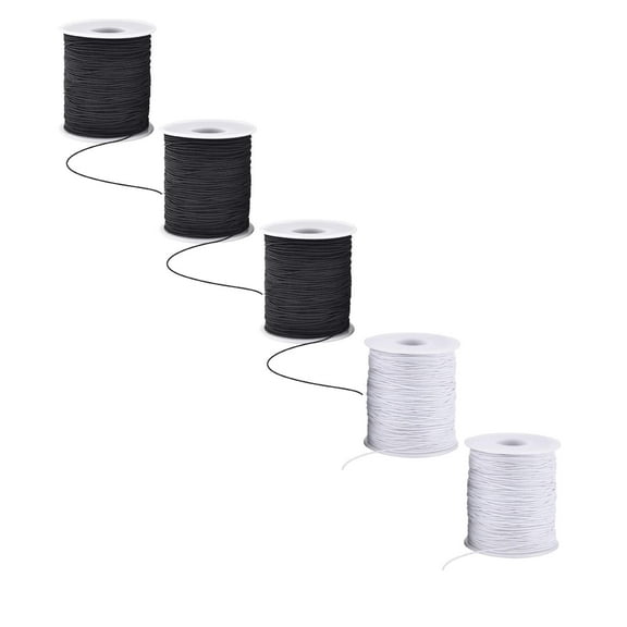 1mm Wide Elastic Band Sewing Thread for Shirring, Stretchy Band Durable & Versatile Elastic String for Clothing Jewelry Making and Bracelet Making 50M 5PCS
