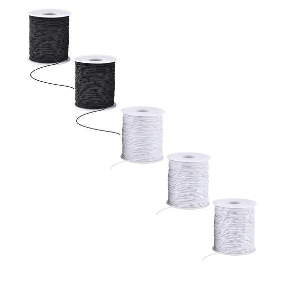 1mm Wide Elastic Band Sewing Thread for Shirring, Stretchy Band Durable & Versatile Elastic String for Clothing Jewelry Making and Bracelet Making 50M 5PCS