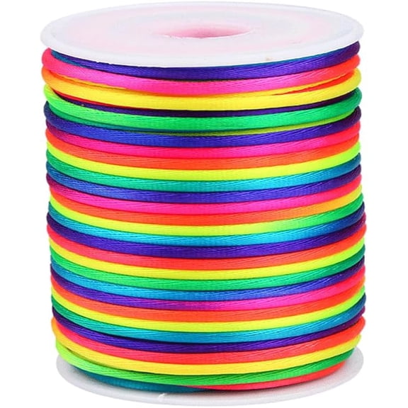 1mm x 100 Yards Rainbow Nylon Cord Satin String for Bracelet Jewelry Making Rattail Macrame Trim Necklace Bulk Beading Thread Kumihimo Chinese Knot Craft