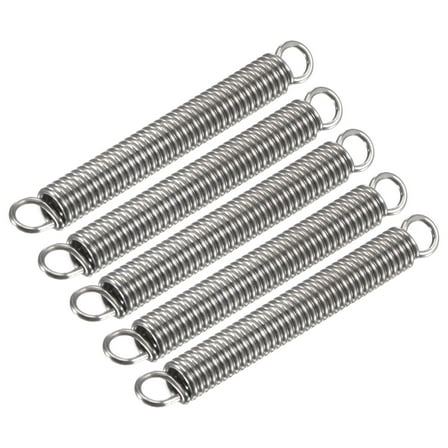 1mmx6mmx55mm Extended Compression Spring,5.3Lbs Load Capacity,Silver,Pack of 5