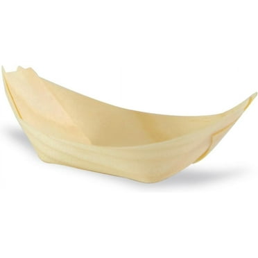 1oz 2.7x1.7 Inch Mini Bamboo Food Boats Serving Trays Disposable Eco Friendly Compostable for Appetizers Dipping Sauces Samples Catering BBQs and Parties (50)