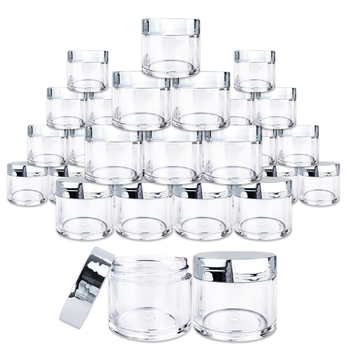 1oz/30g/30ml High Quality Acrylic Leak Proof Clear Container Jars with Silver Lids 30pcs