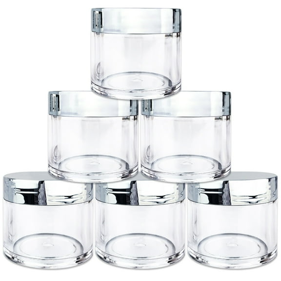 1oz/30g/30ml High Quality Acrylic Leak Proof Clear Container Jars with Silver Lids 6pcs