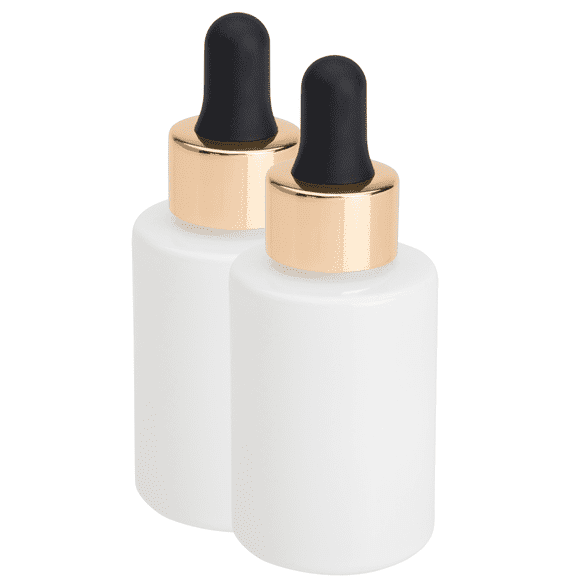 1oz. Glass Cylinder Bottle with Shiny Gold Black Dropper 2pk