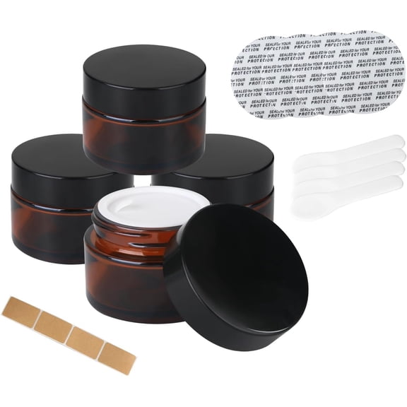 1oz  Glass Jars with  - Small Dark  Jars for Lotion, Cream,  Butter & Balm |  Refillable Skincare Containers