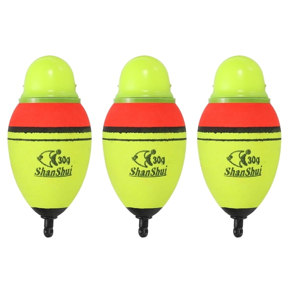 1oz Lighted Fishing Slip Bobbers EVA Green Red LED Light Up Fishing Float, Yellow, 3 Pack