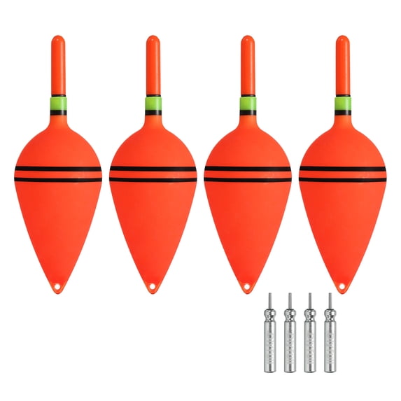 Uxcell 1oz Lighted Fishing Slip Bobbers EVA Light Up in Red Fishing Float with Battery 4 Pack