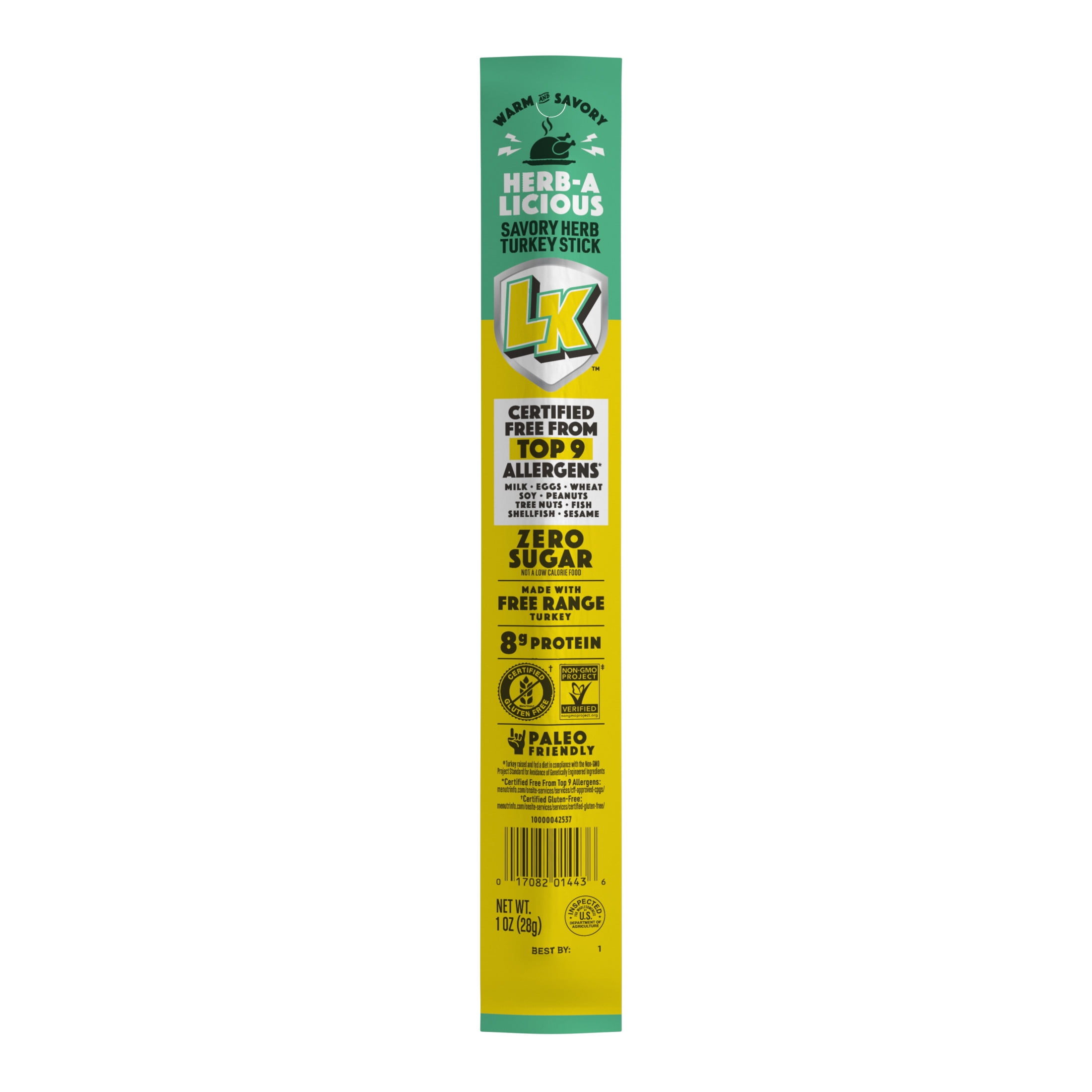 Lorissa's Kitchen, Herb-A-Licious Flavor, Turkey Stick, 1 ounce, Individually Wrapped