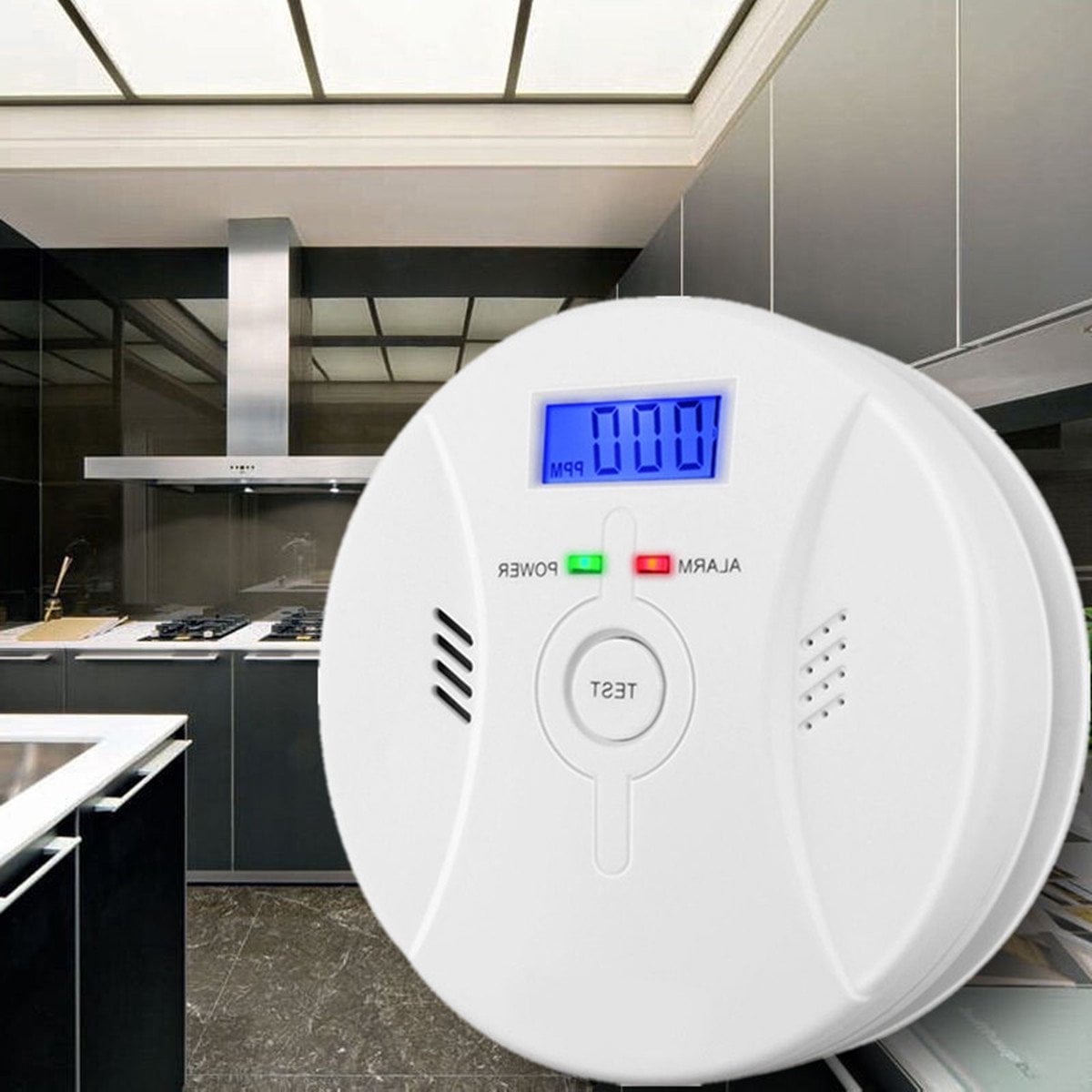 2 in 1 LCD Display Carbon Monoxide & Smoke Combo Detector Battery