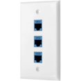1pack 3port Wall Plate, Rj45 Wall Plate With Rj45 Inline