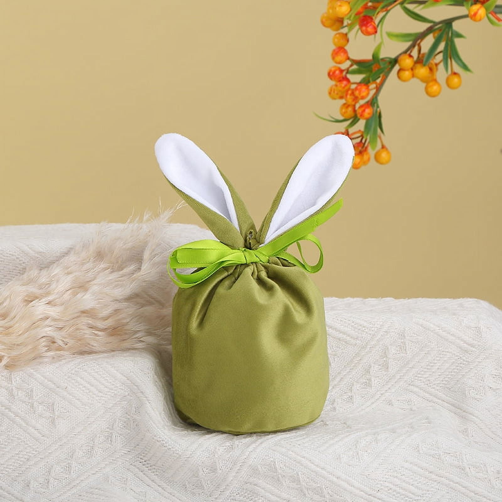 2-Pack Easter Bunny Gift Bags With Handles - Felt Tote Bags For Egg Hunts, Treats & Party Favors