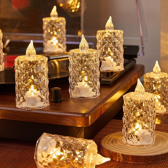 1pack LED Crystal Candle Light Table Centrepiece Flameless Candles Transparent Small Tea Wax Birthday Proposal Desktop Decoration Create Atmosphere Smokeless Candles Tea Lights