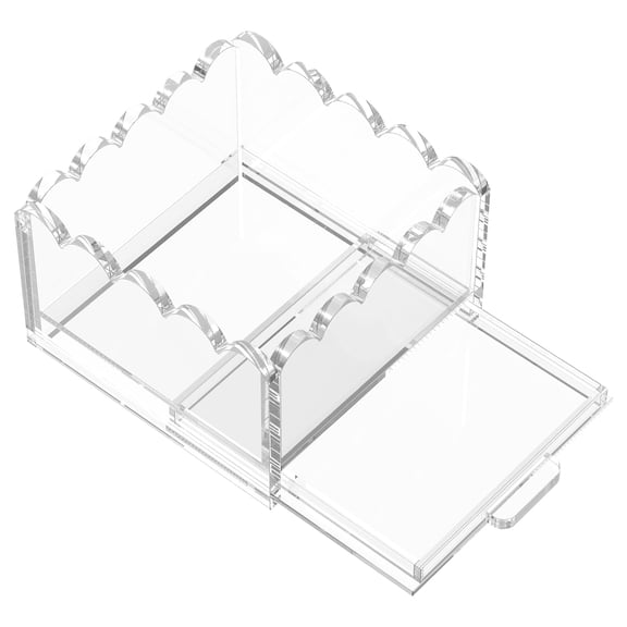 1pack Scalloped Acrylic Tray with Slide Out Drawer 4" Customizable Clear Acrylic Tray for Insert Photos Art Needlepoint Fabric Transparent(4inch/5inch)