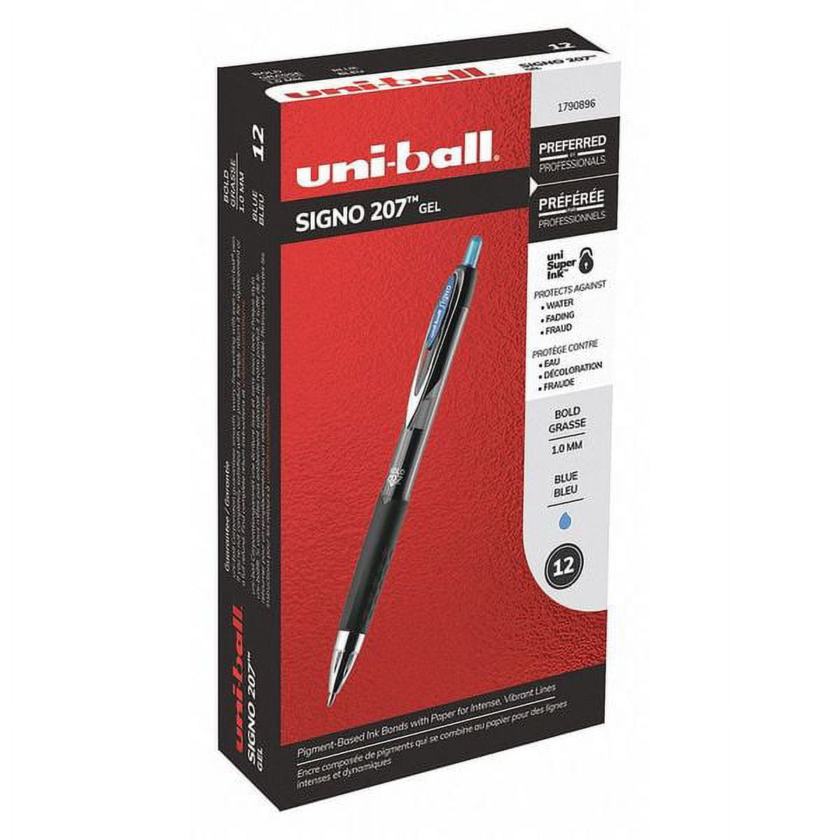 1pack Uni-Ball 1790896 Retractable Rollerball Gel Pen, 1.0 mm, Blue PK12