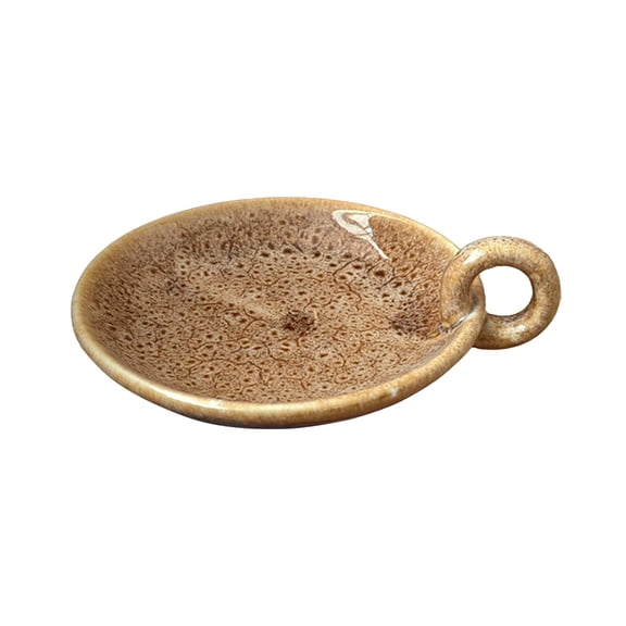 1pack Vintage Ceramic Candle Holders with Handle, Round Farmhouse Ceramic Plate Tray,Sage Holder for Burning,Incense Holder for Meditation Room Home Decor