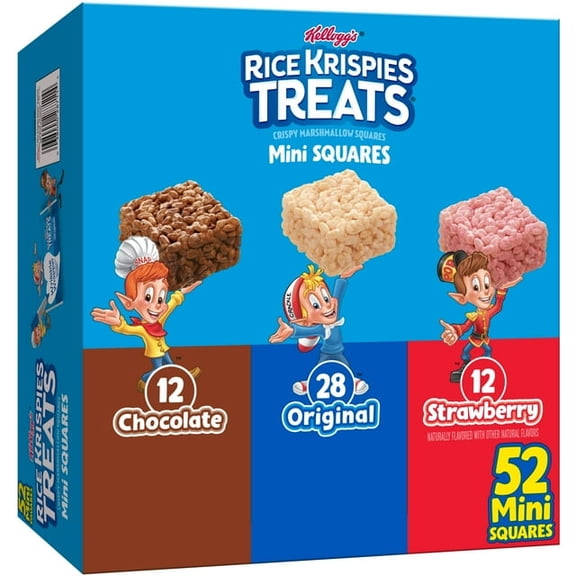 (1packs)-Rice Krispies Treats Variety Pack Chewy Mini Crispy Marshmallow Squares, Ready-to-Eat, Kids Snacks, 20.1 oz, 52 Count